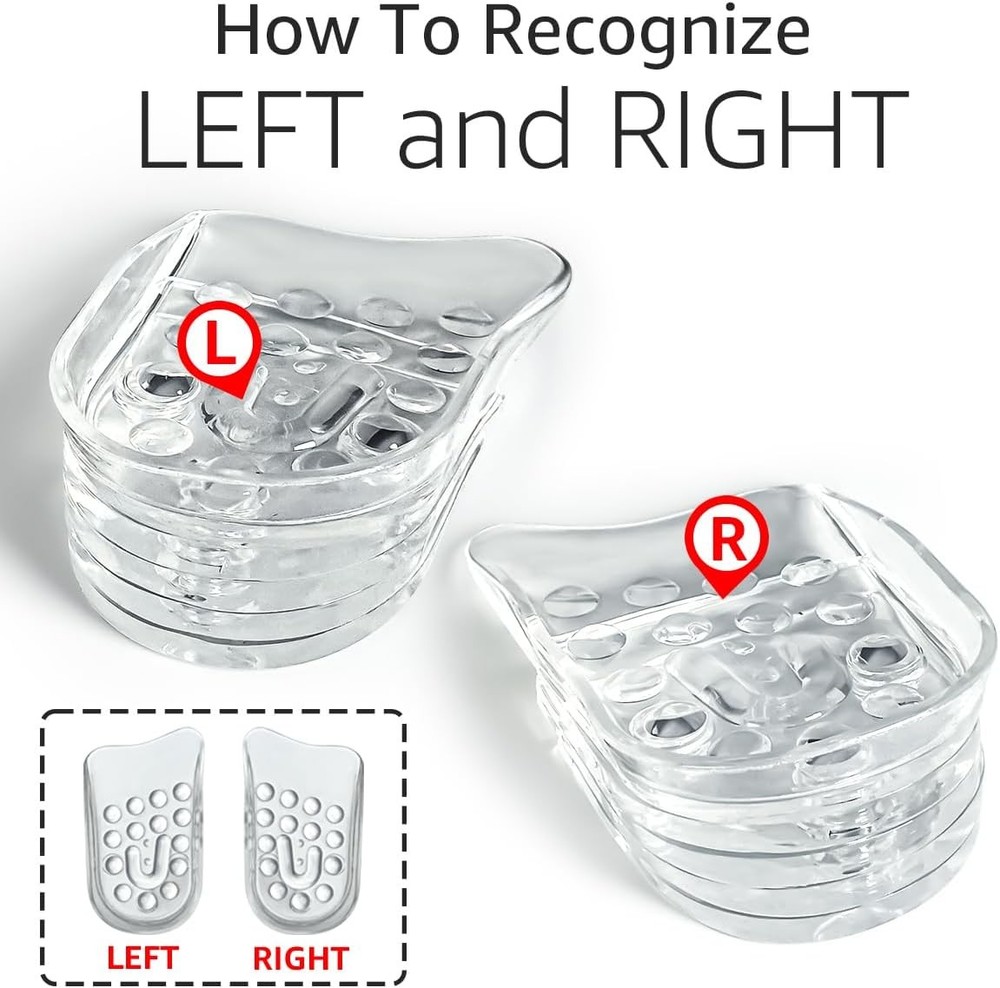 Dr.Foot Adjustable 5-Layer Height Increase Insoles, Silicone Heel Transparent