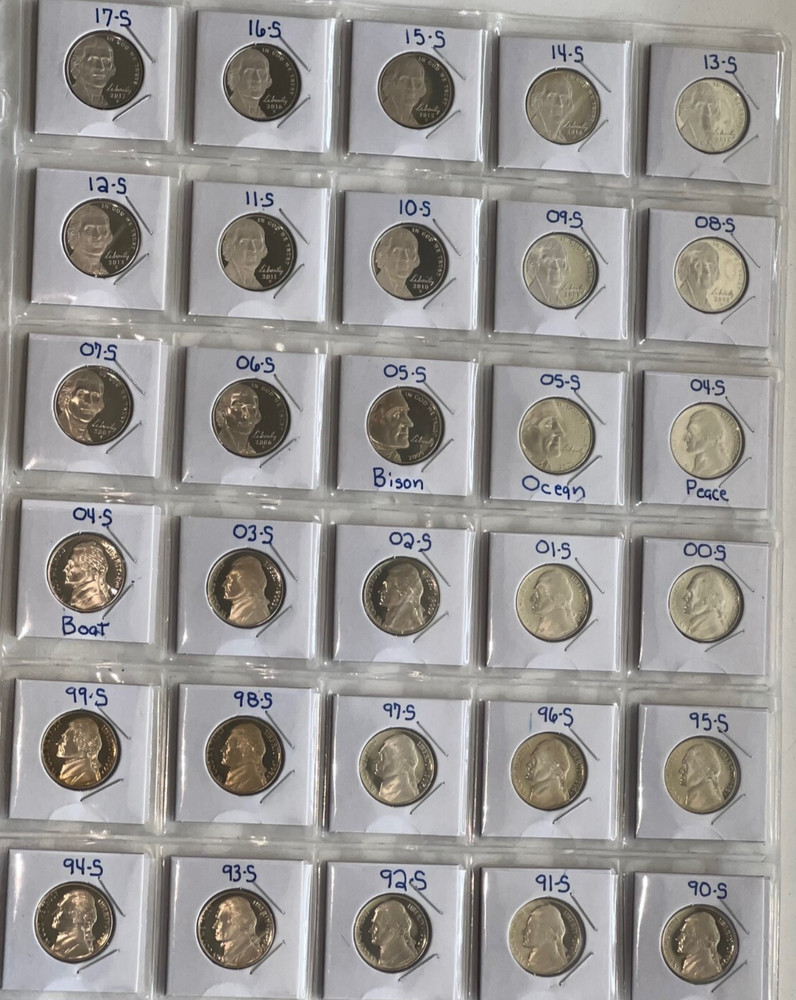 Complete Jefferson Nickel Gem Proof Set 1990-2017 **$1.66 per coin!**