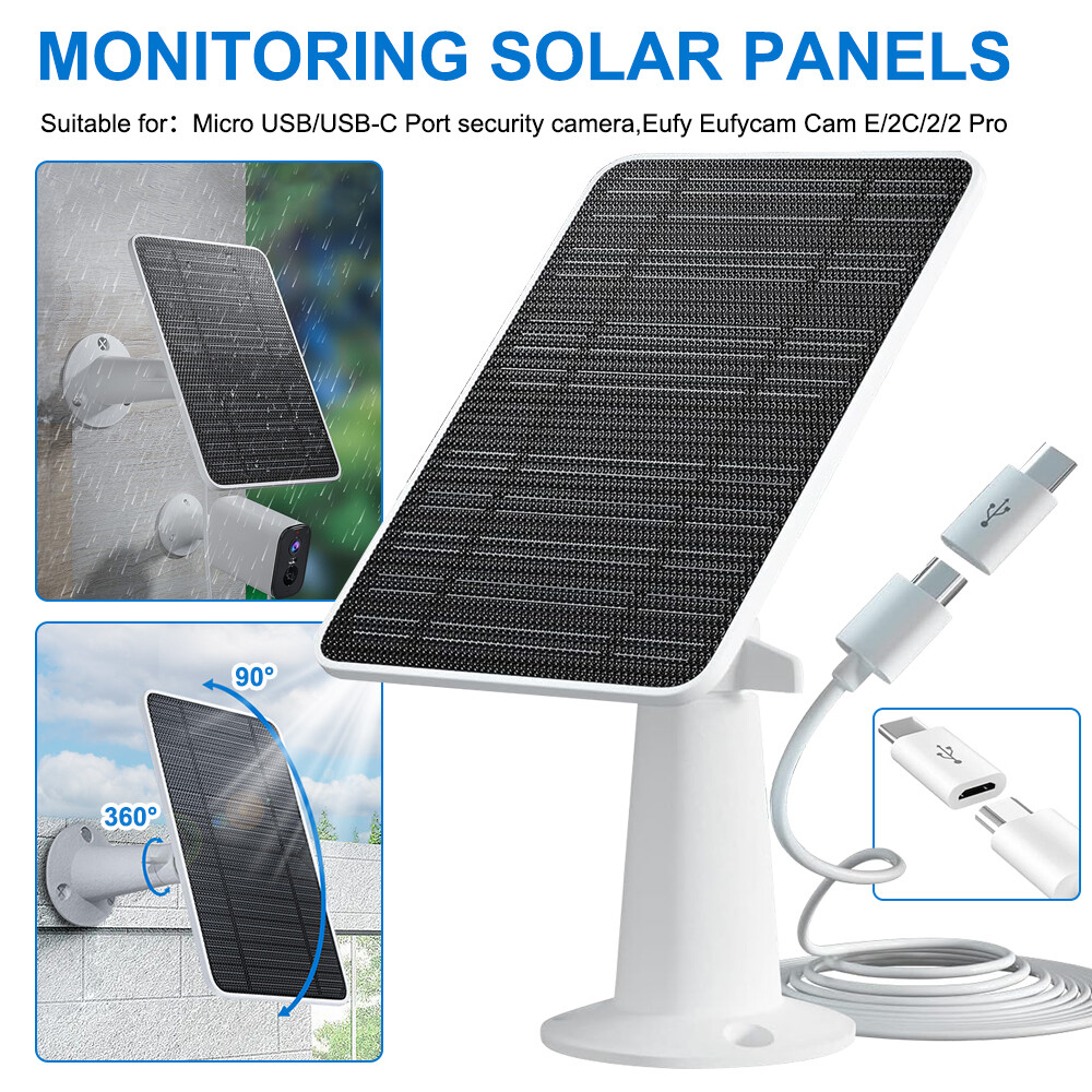 Waterproof Solar Panel for Security Camera Outdoor Solar Power Panel Charger 10W