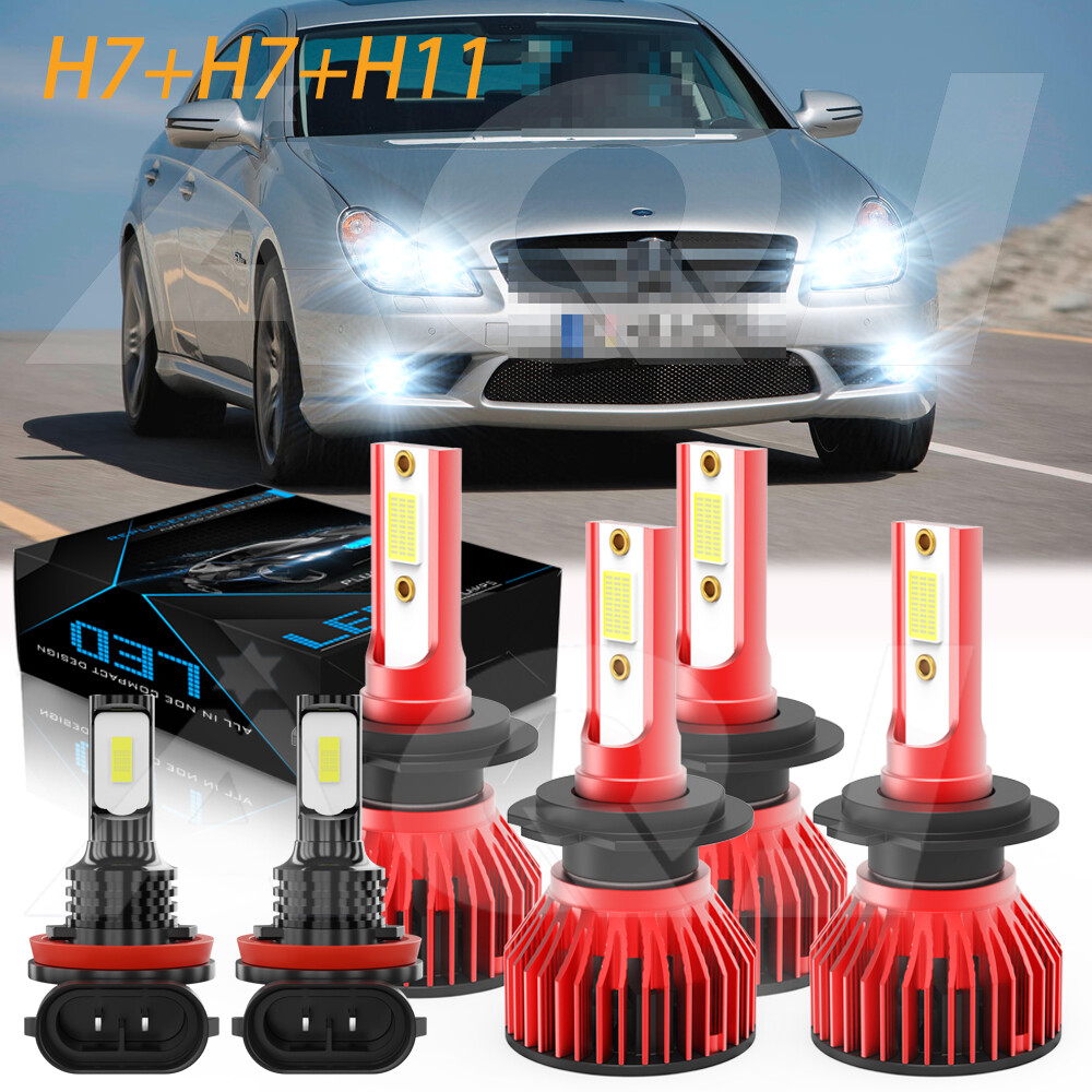 For Mercedes-Benz CLS550 2007 2008 2009-2011 WHITE LED Headlight+Fog Light