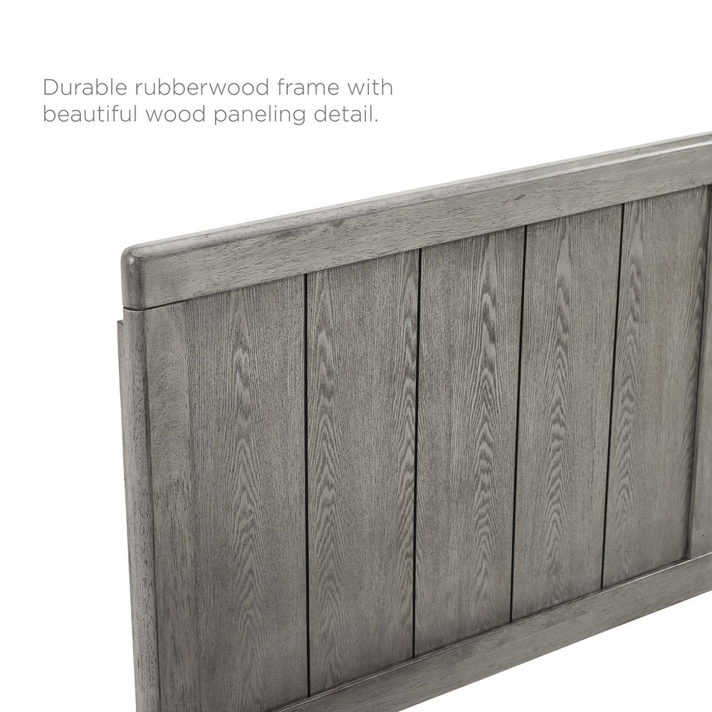Modway Alana Wood King Platform Bed in Gray With Angular Frame