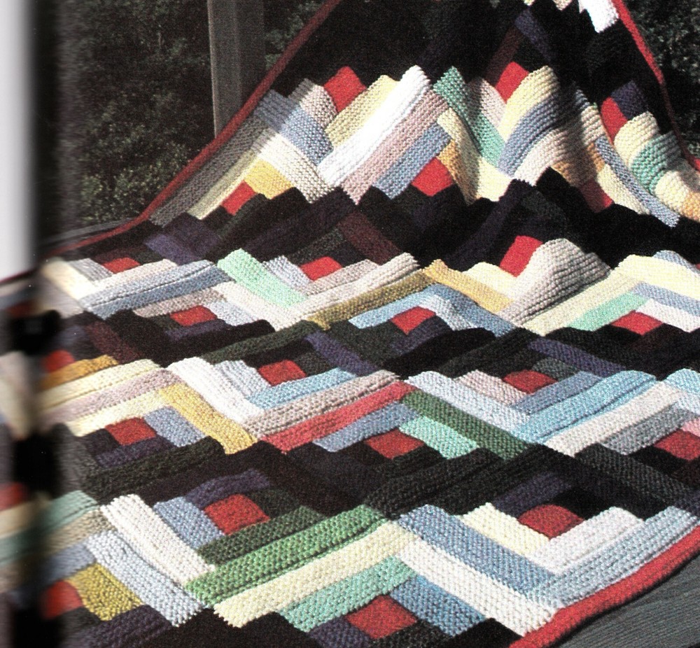 Log Cabin Knit Afghan Pattern 36" x 50" finished