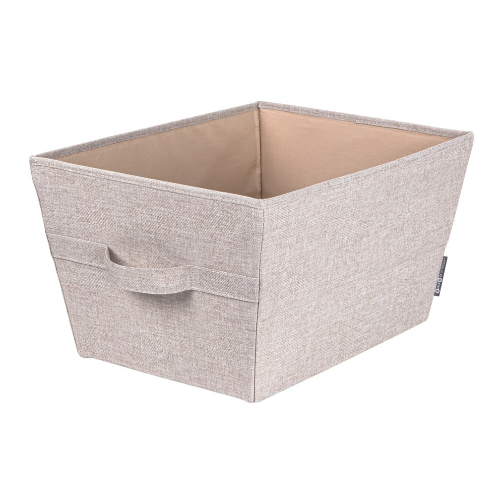 Bigso Tapered Storage Bin | Collapsible Fabric Storage Cubes | Large Beige