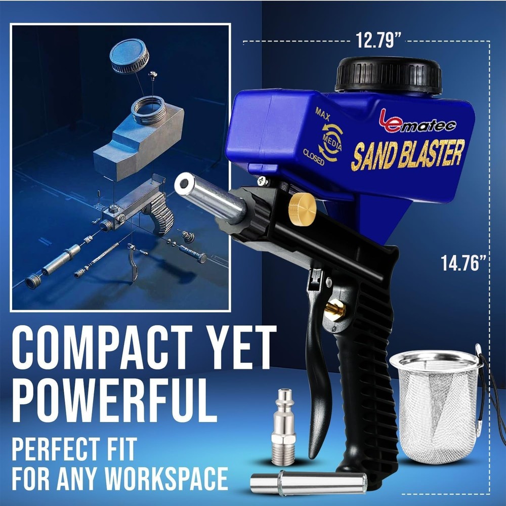 Gravity-Fed Sand Blaster with Adjustable Control - Ideal for Restorers & DIYers