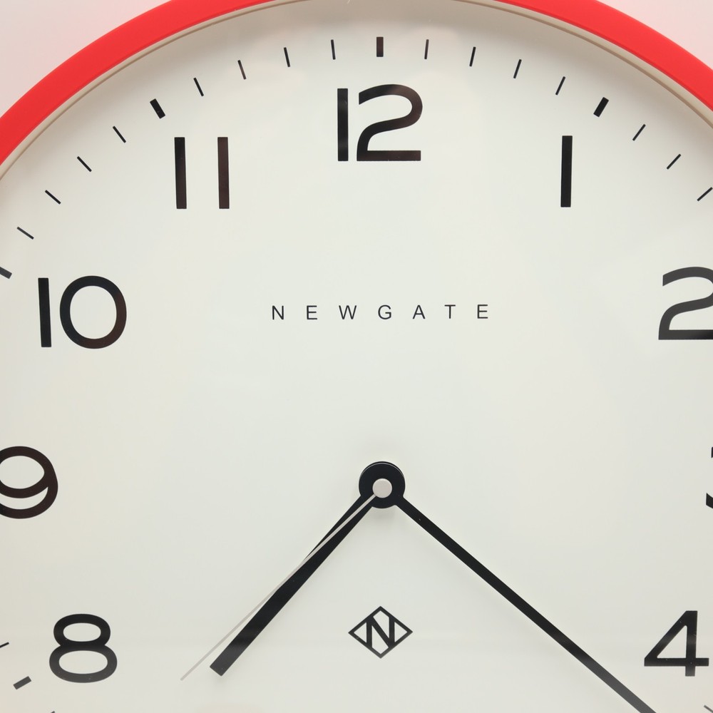 Newgate 15" Smooth Sweep Wall Clock Red Frame British Design Quartz Working