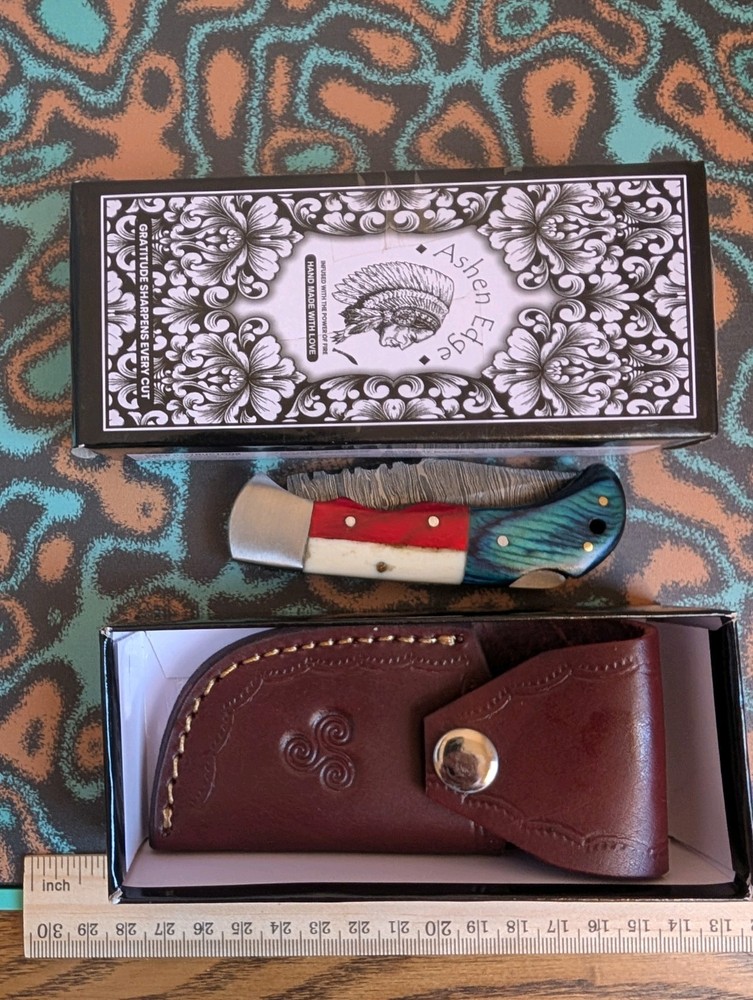 Ashen Edge Damascus Knife Back Lock