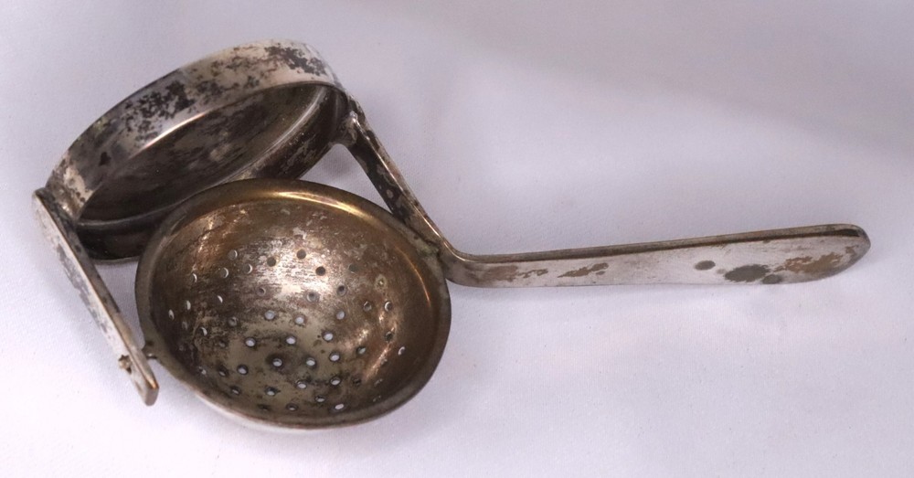 Vintage Tea Strainer Over the Cup w/ attached Drip Plate