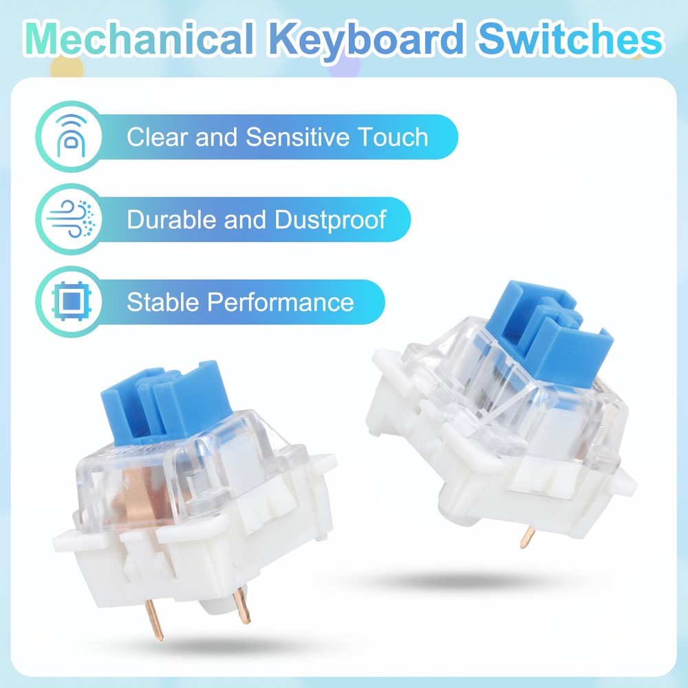 36pcs Light Blue Keyboard Switch 3-Pin 50gf Linear Keyboard Switch Replacement