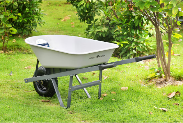 Project Source 5-cu ft 1 Wheel Poly Push Wheelbarrow