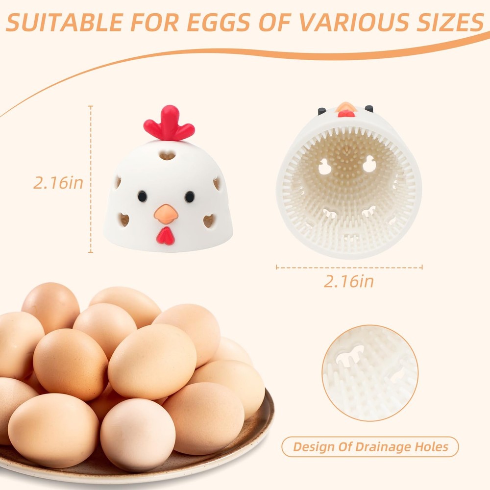2PCS Silicone Egg Cleaner for Fresh Eggs, Washer White + Brown
