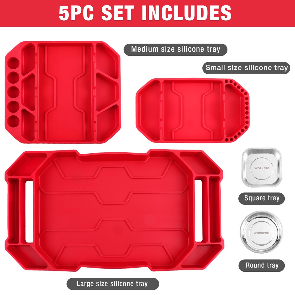 WORKPRO 5-Piece Non-Slip Tool Tray Set Tool Holder Tool Storage Tools Organizers