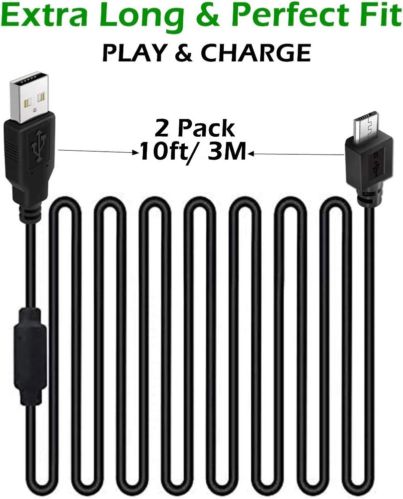2Pack 10ft Charging Cable Compatible with PS4 Controller and Xbox One Controller