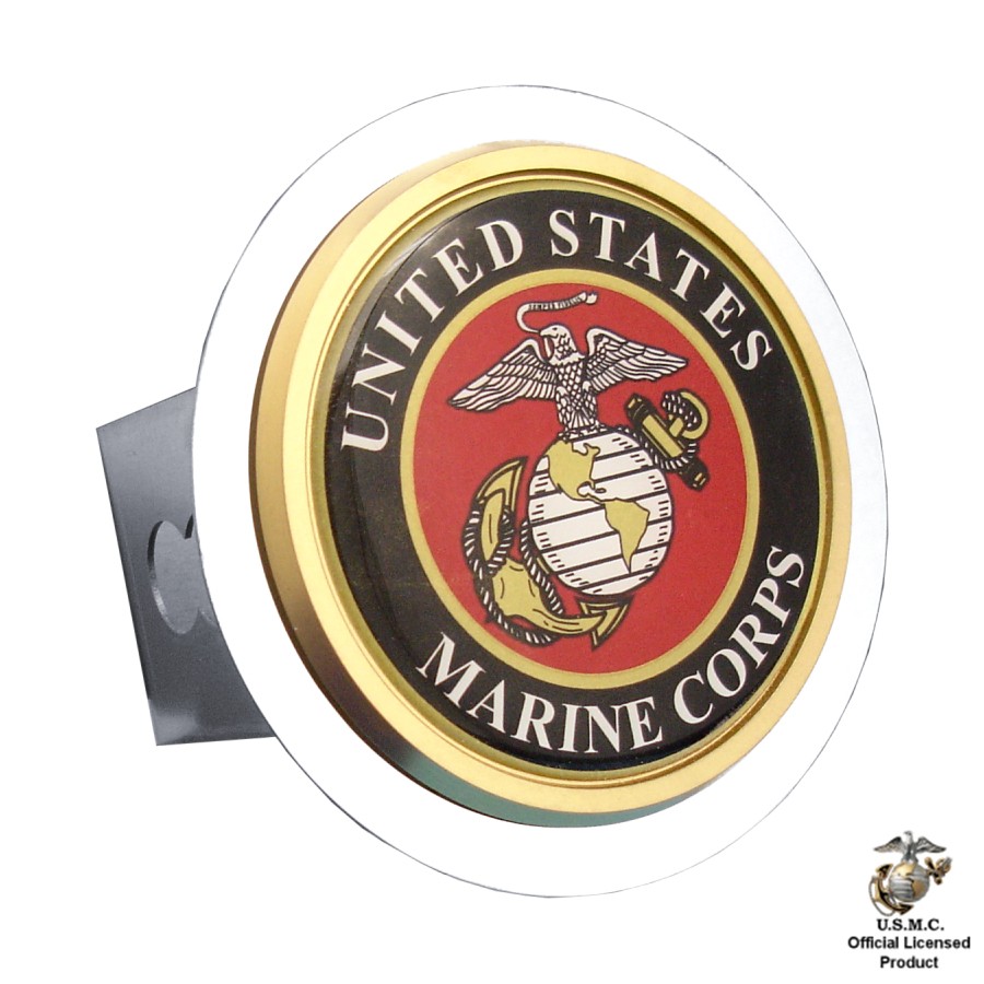 Marines Badge Mirrored Chrome Trailer Hitch Plug