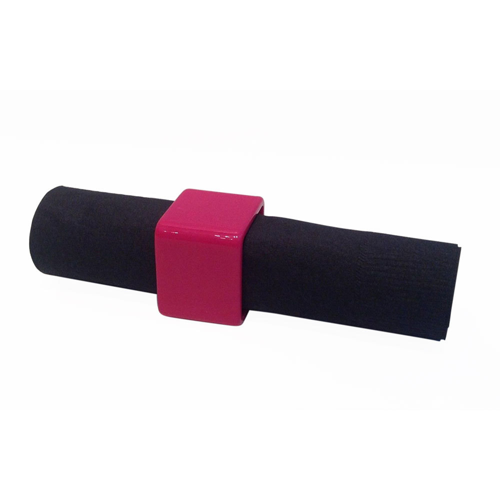 6 Hot Pink Fun Square Elegant Reusable Plastic Napkin Rings