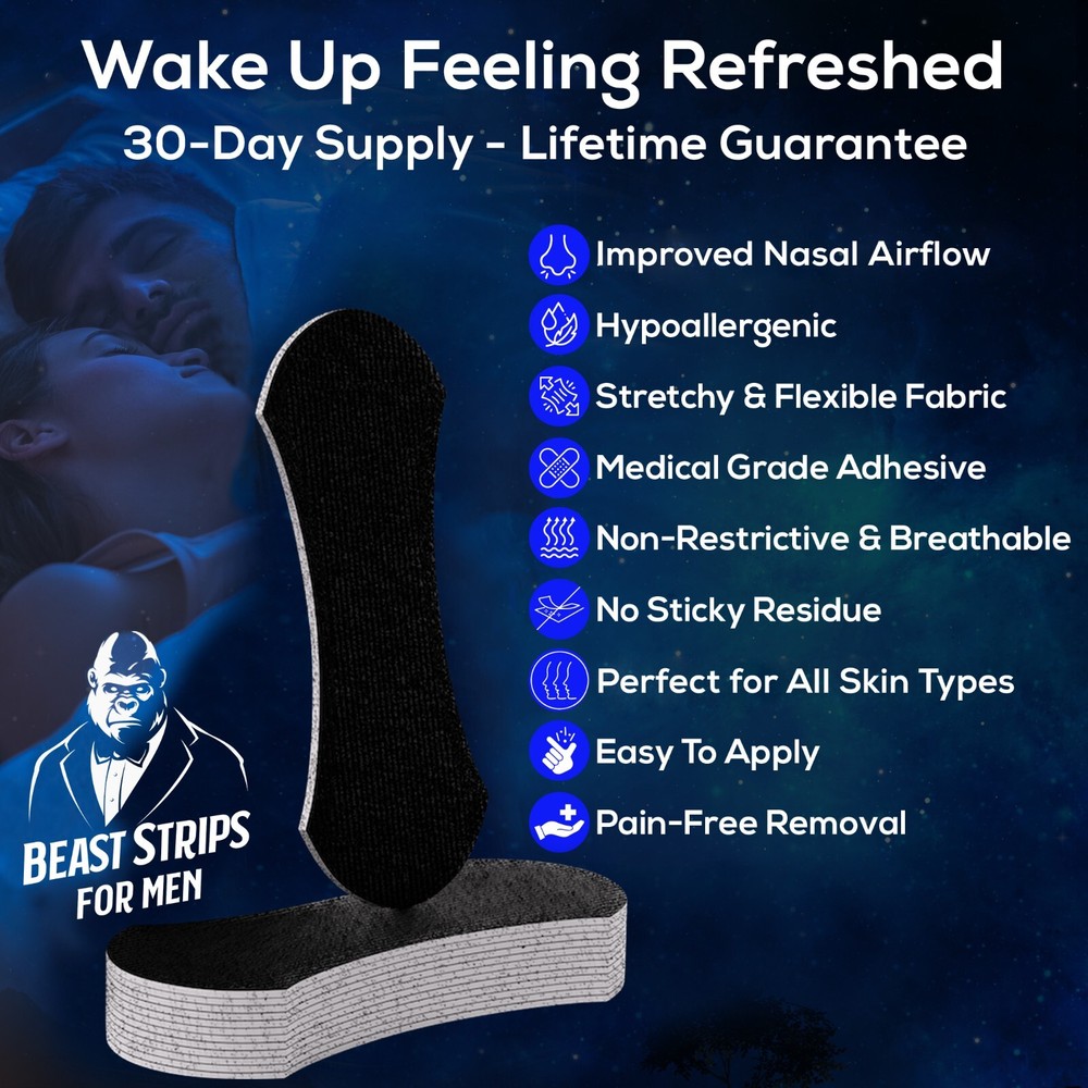 Beast Strips™ (30 Pack - Extra-Strong) No More Sleep Headaches - Helps Snoring