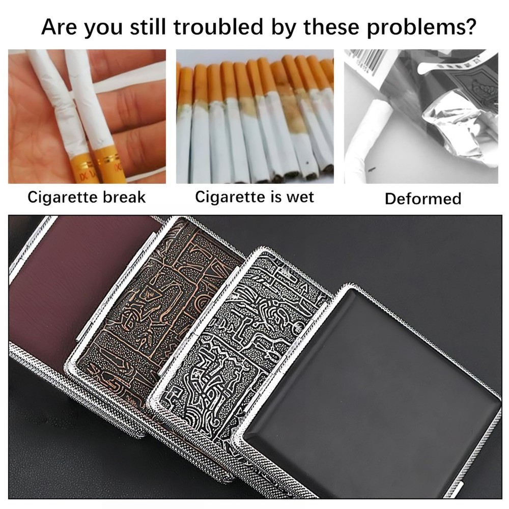 4 Pack Cigarette Case Metal Box with Square, Black,Golden,Silver