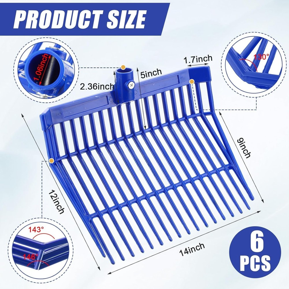 6 Pcs Manure Fork Head Bulk 18 Tines Pitch Fork Replacement Head with Screws ...