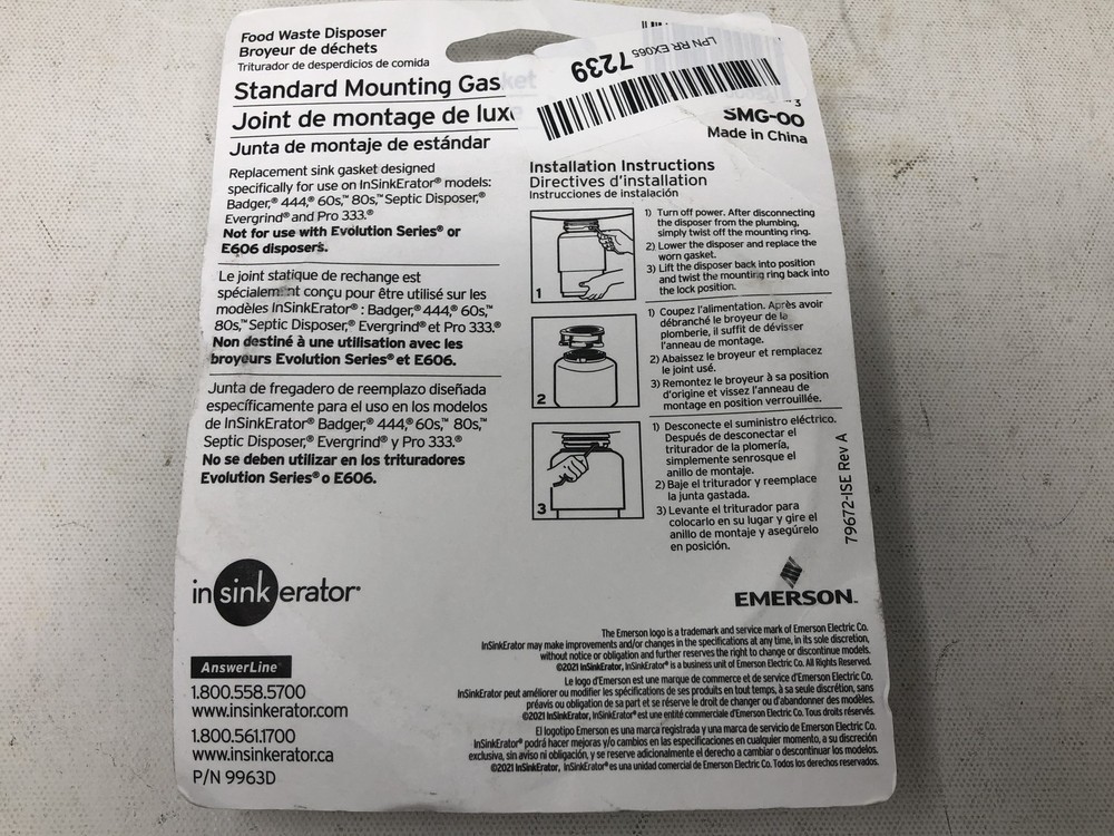 InSinkErator SMG-00 Black Standard Mounting Gasket for Garbage Disposals