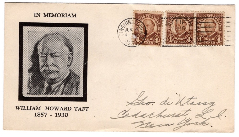 #685 William H. Taft 1930 FDC - Planty #1a Roessler