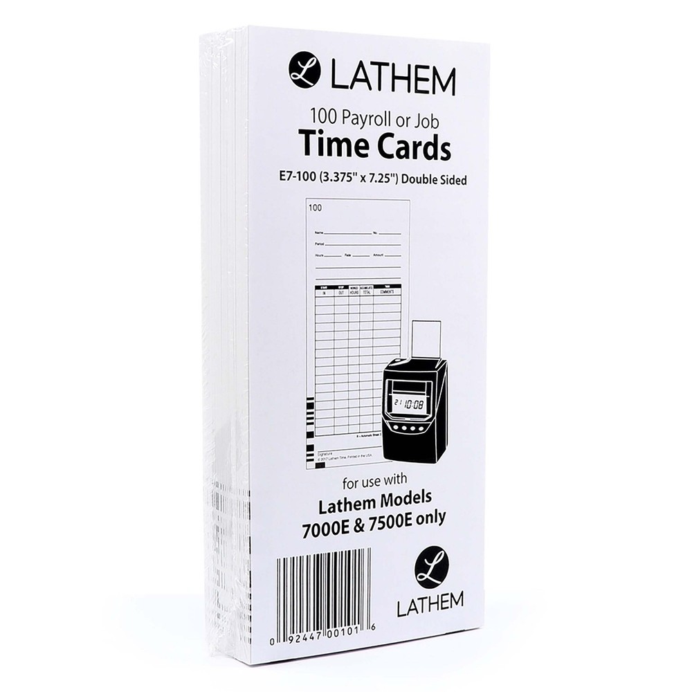Universal Time Clock Cards, 2-Sided Bi-Weekly Format, 100 Pack Numbered, Whit...