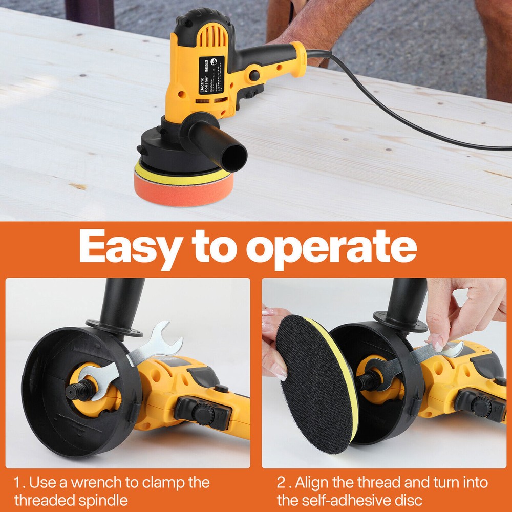 800W Car Polisher Buffer Sander Machine, Locking Switch, Auxiliary Handle