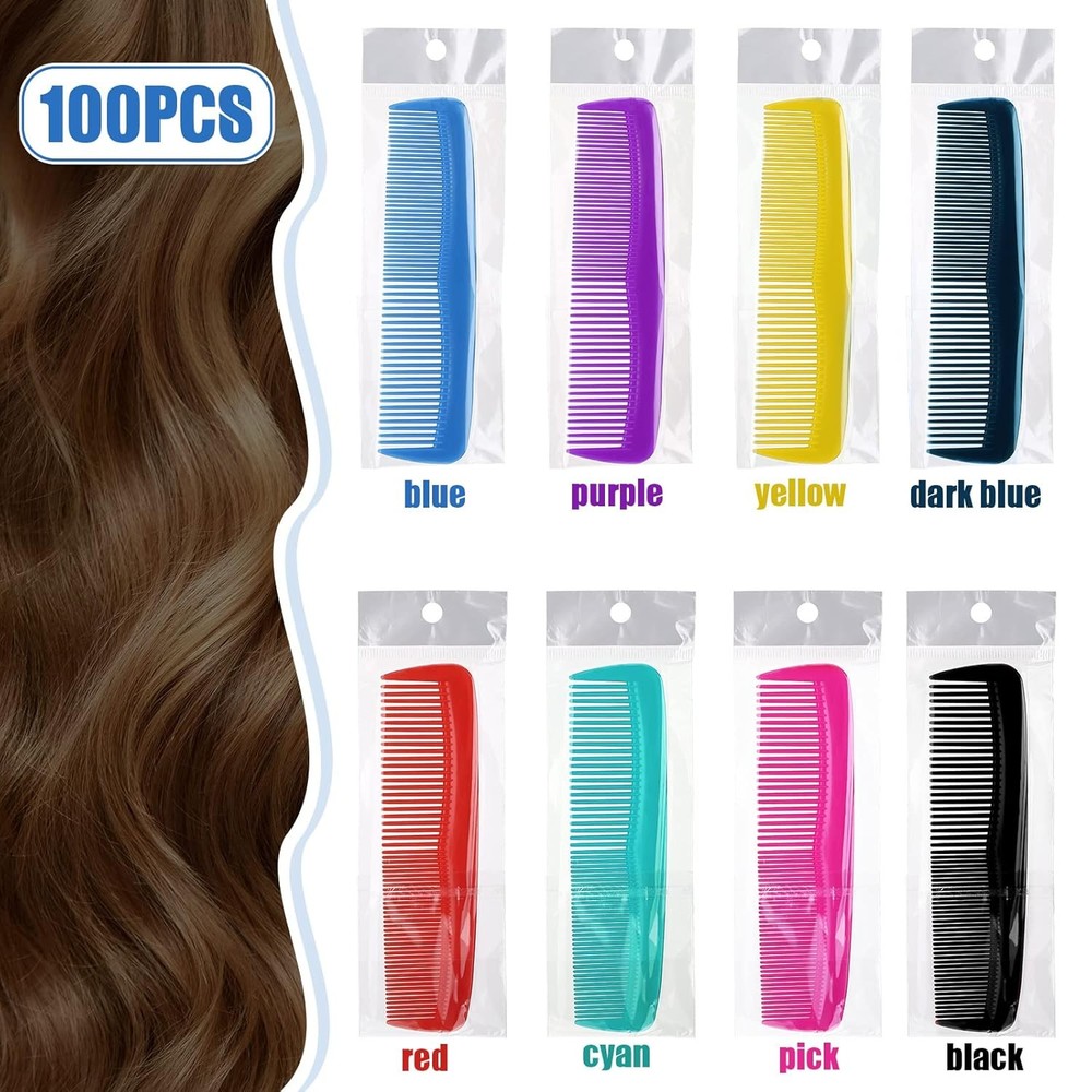 Vesici 100 Packs Combs Bulk Individually Wrapped Multicolor Disposable Small