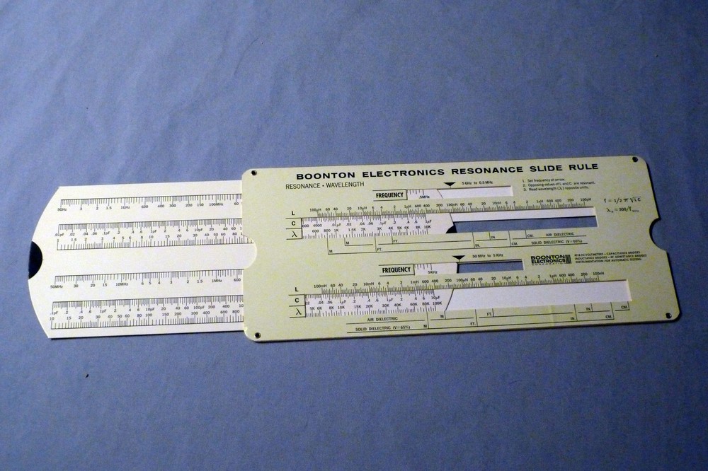 Boonton Electronics Resonance Slide Rule with Instructions