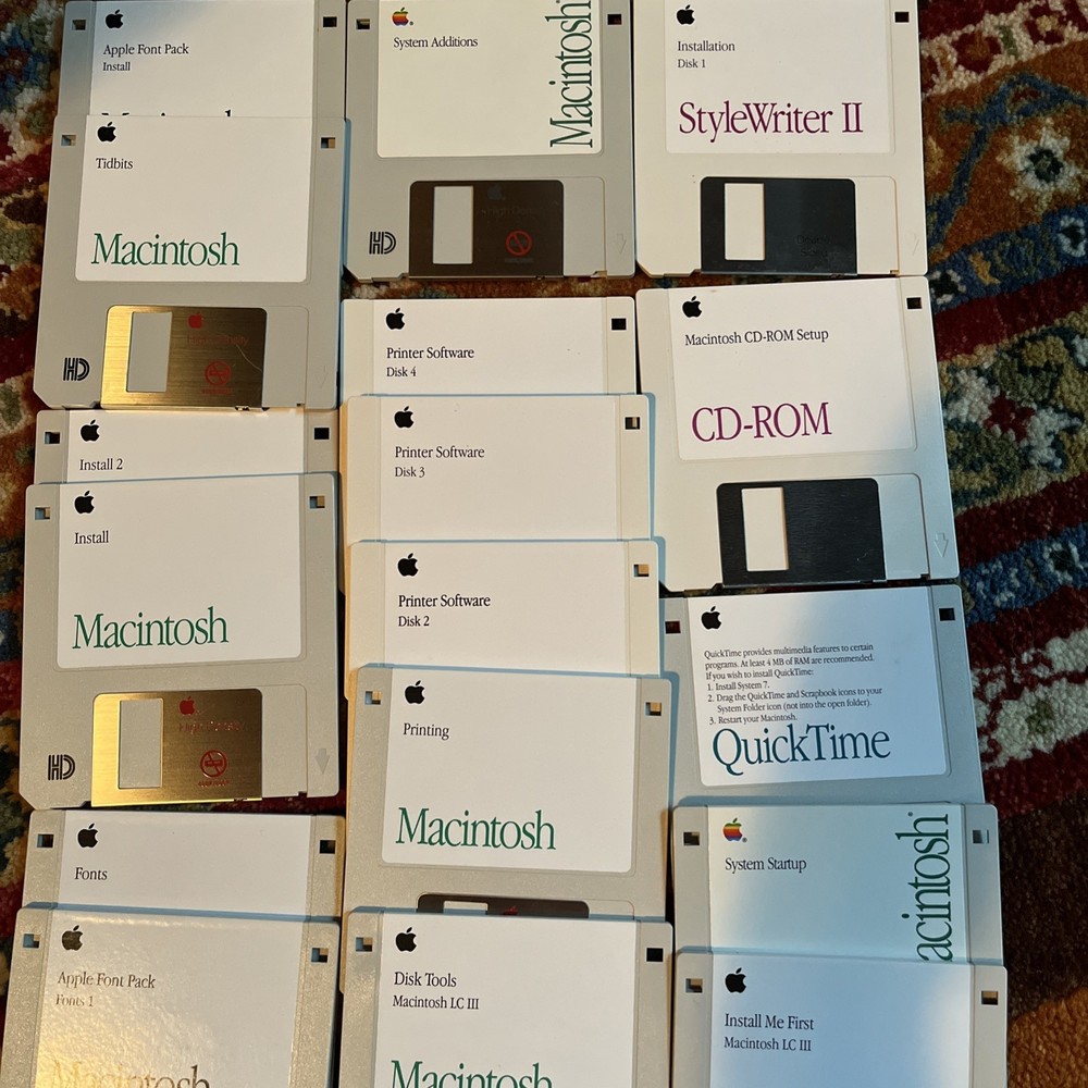 Vintage Apple Macintosh Mac System Disks Floppy Set