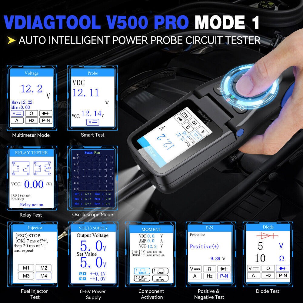 VDIAGTOOL V500Pro Power Circuit Probe Tester Resistance/Component/Relay Tester