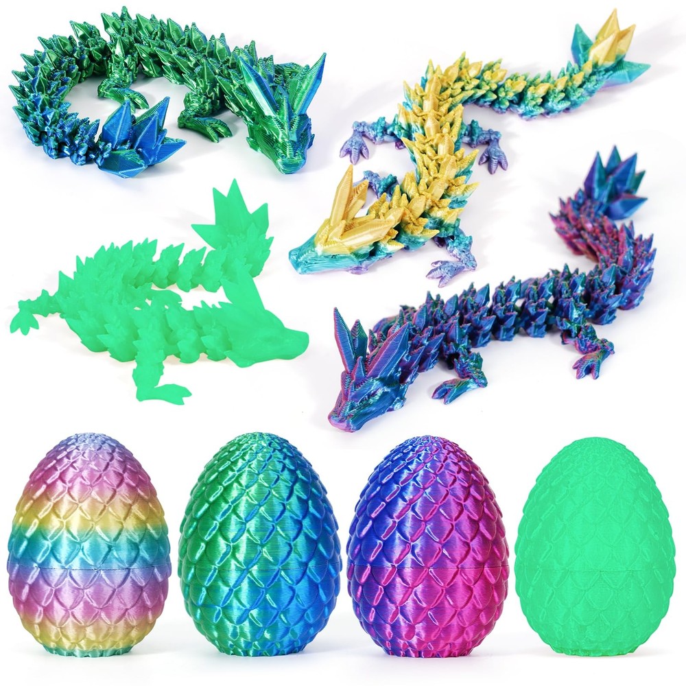 4Pcs 3D Printed Dragon Eggs with Inside 3 inches, Multicolor2-4pcs