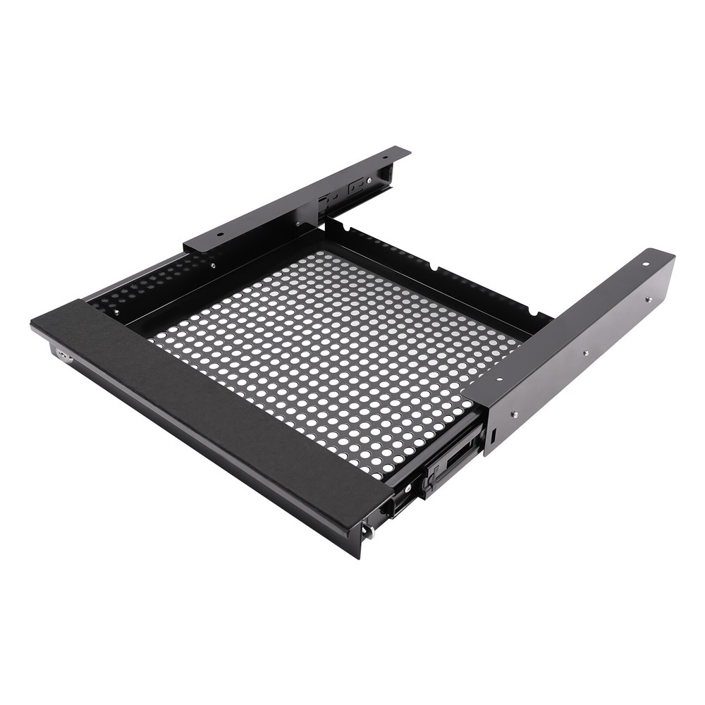 Space Saving Pull Out Sliding Drawer Desk Storage Organizer 14-inch Black W/ Key