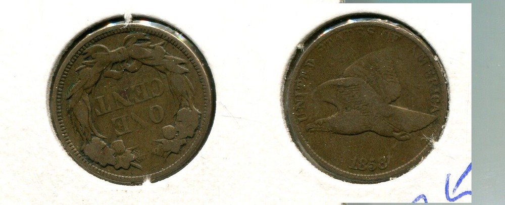 1858 LL FLYING EAGLE PENNY VF 2505S
