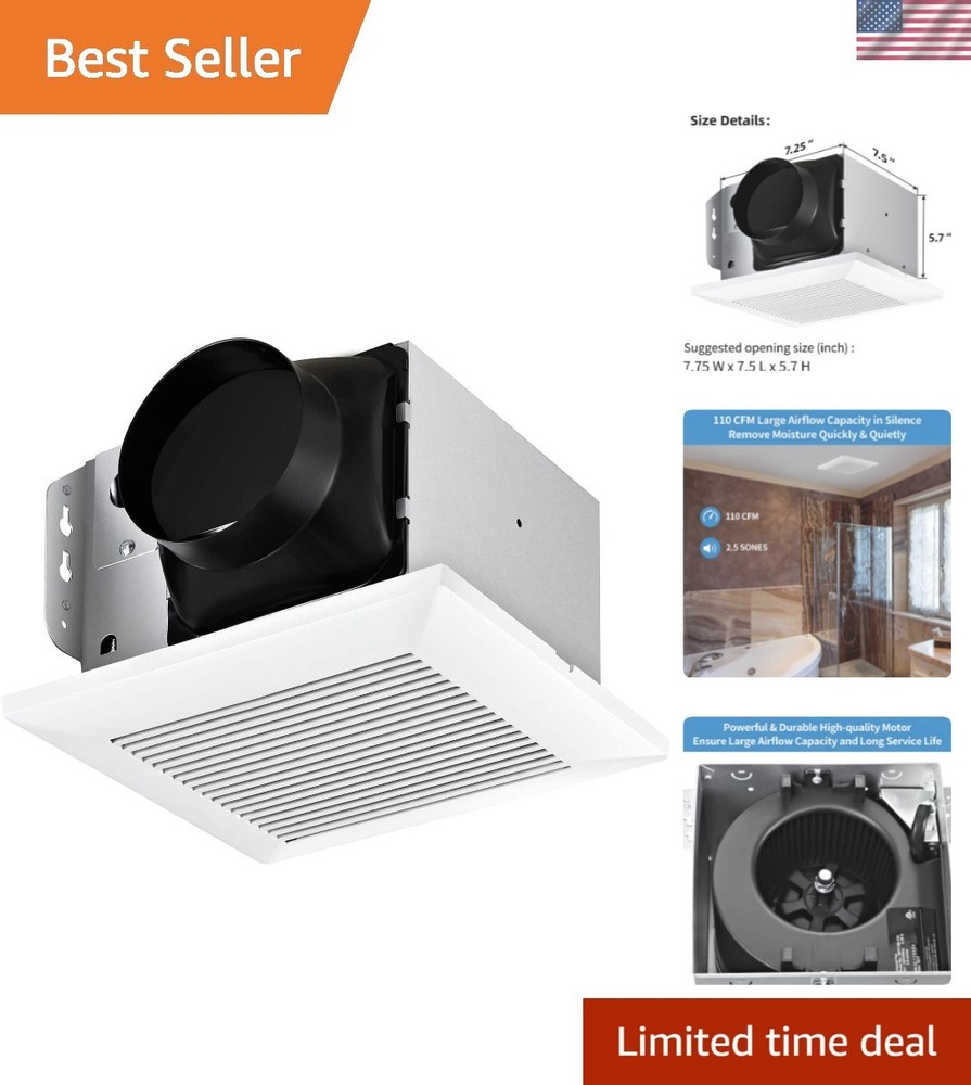 Efficient Bathroom Ventilation Fan 110 CFM - Low Noise & Durable Design