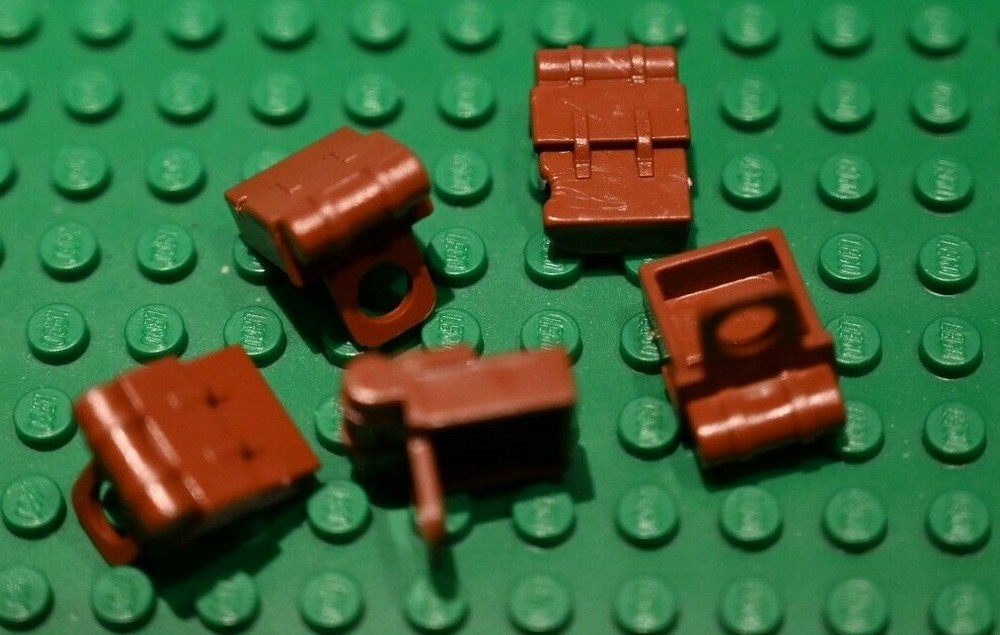 Small Plastic figure Brown Backpack LOT of 5