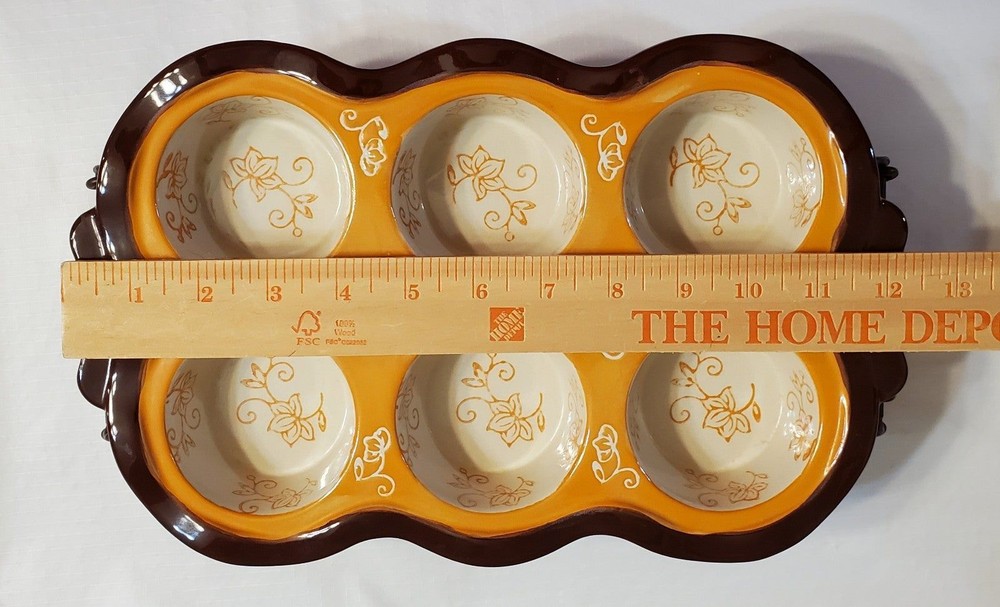Temptations Bakeware & Rack 6 Muffin Pan ½ Cup Each Orange & Brown
