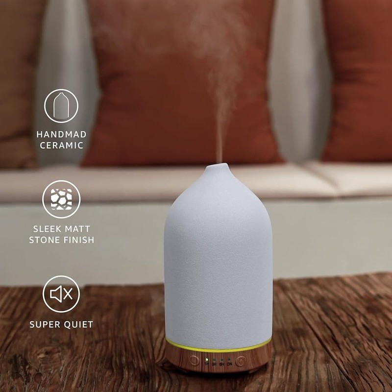 Ceramic Essential Oil Diffuser Ultrasonic Humidifier Auto Shut-Off LED Light New