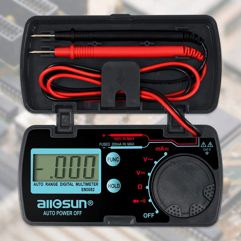 ALLOSUN Pocket Size Compact Digital Multimeter Auto Range Multi Small, Black