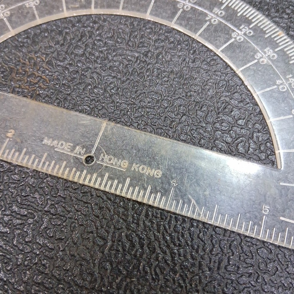 Vintage Clear Plastic Angle Finder 6" Protractor Measuring Tool