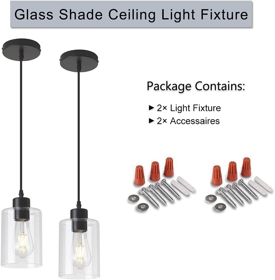 Versatile Dimmable Pendant Lights with Adjustable Height - 2 Pack, Kitchen Style