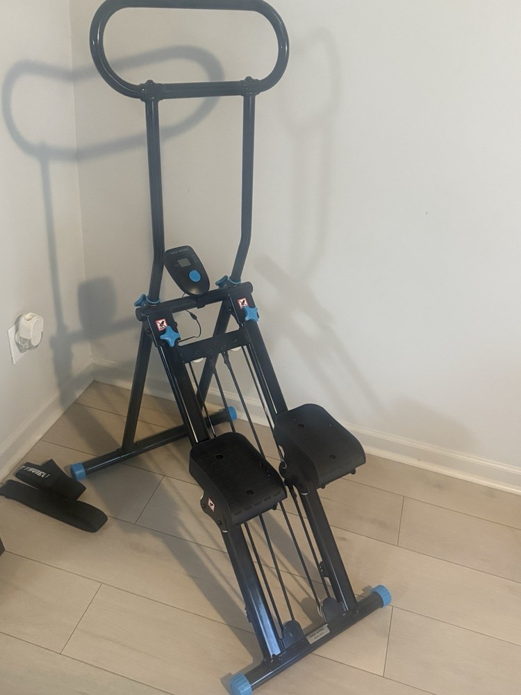 Vertical Climber Exercise Machine Adjustable Height Hydraulic Black Blue