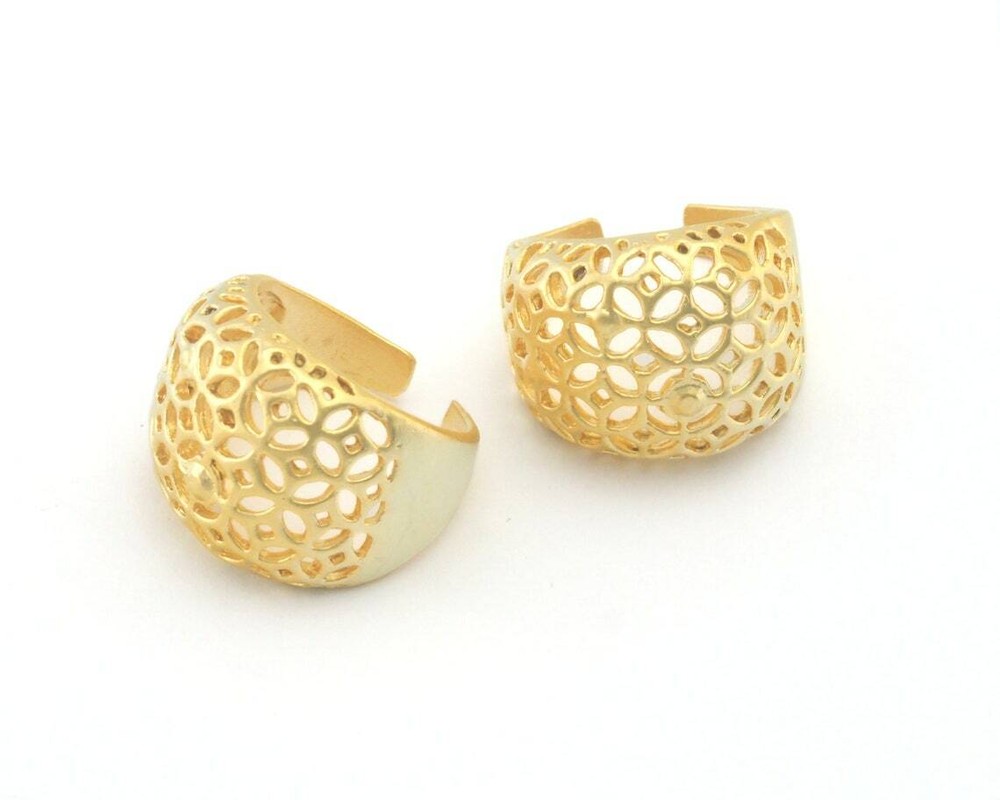 Matte Gold Plated Adjustable Ring brass (19mm 9US inner size) 2667