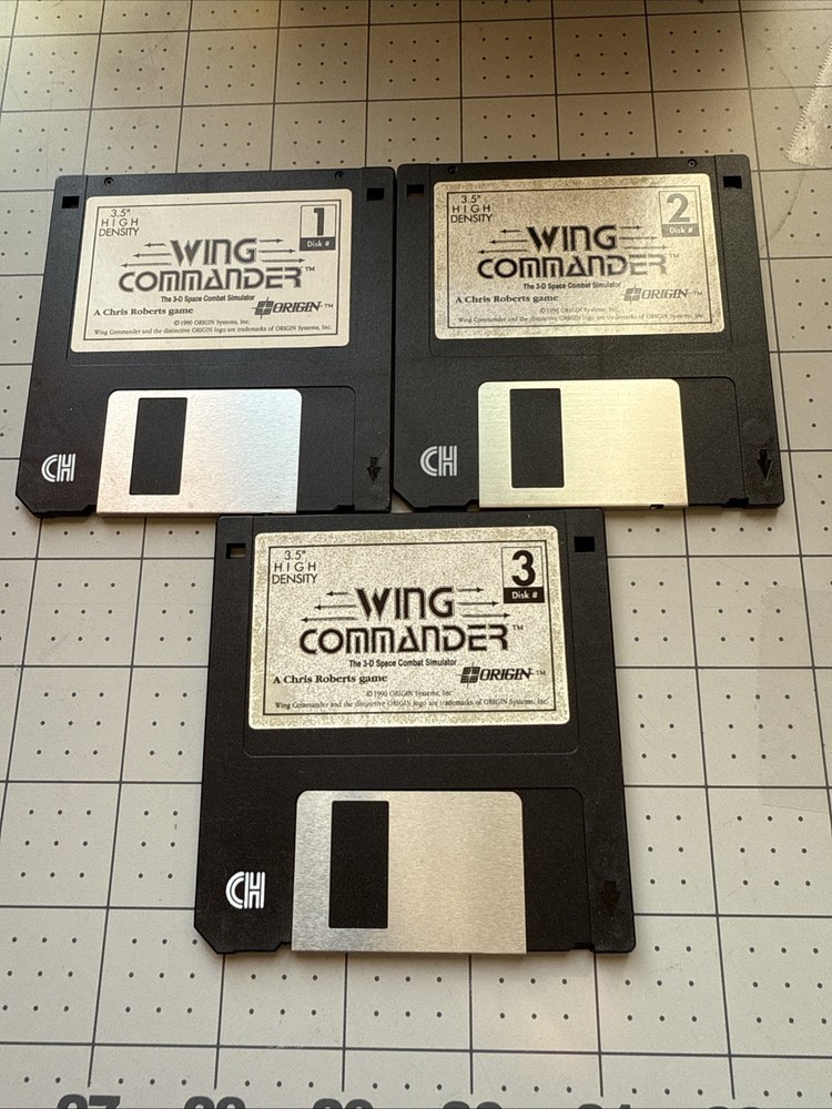 Wing Commander 3D Space Combat 3.5” Floppy Disks 3 Untested