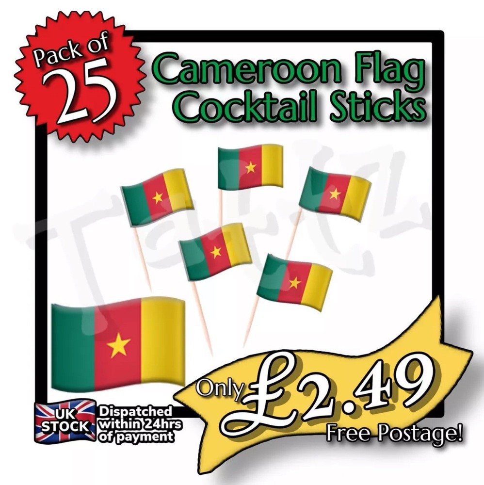 25x Cameroon Flag Cocktail Sticks