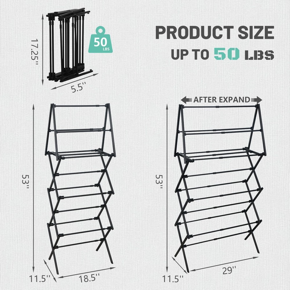 4 Tier Clothes Drying Rack Foldable | Foldable Clothing Drying Rack | Laundry...