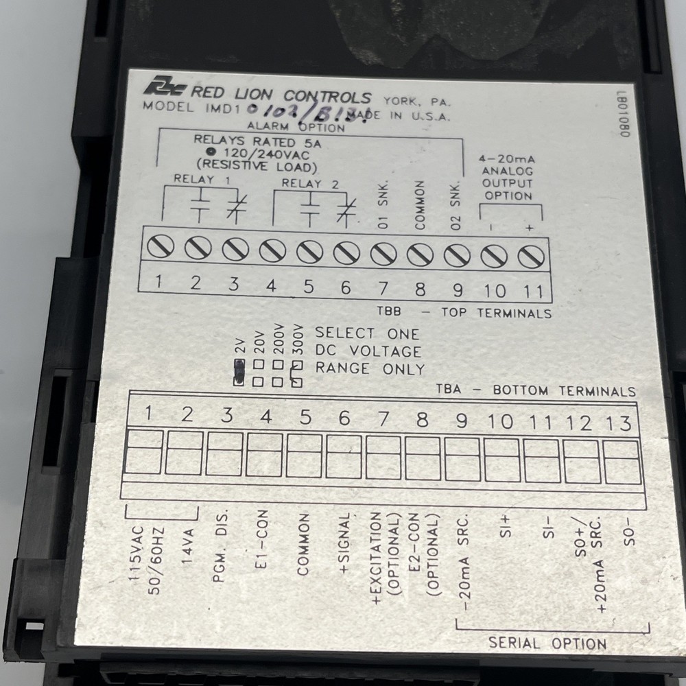 RLC Red Lion Controls IMD1 Panel Meter, IMD10102 Voltage DMM