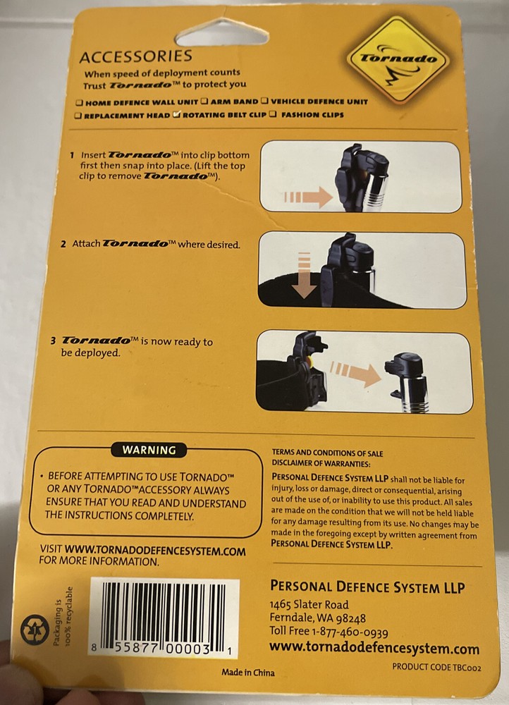 TORNADO PERSONAL DEFENCE SYSTEMS - ROTATING BELT CLIP - THD003