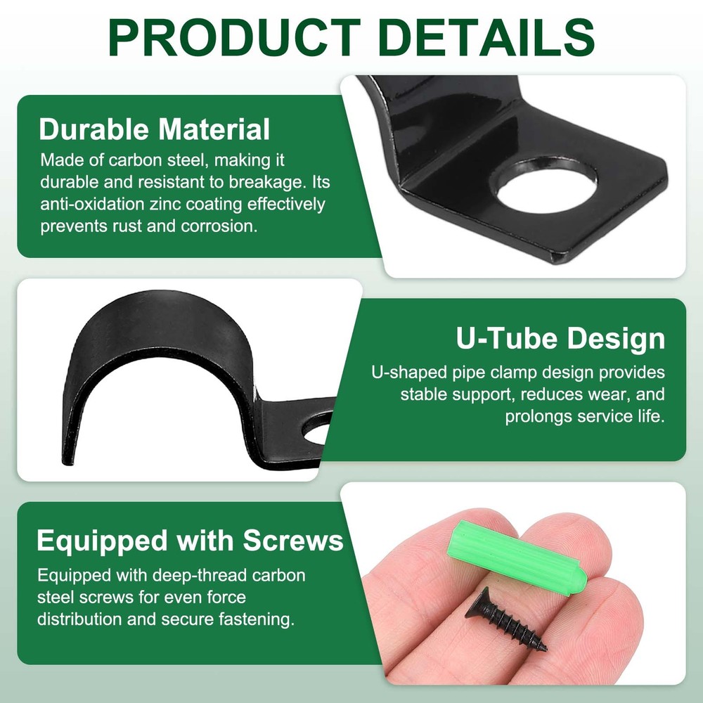 20Pcs 3mm(1/8") One Hole Pipe Strap, U Brackets Conduit Clamp
