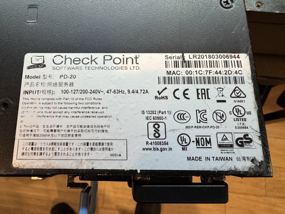 Check Point Software Technologies LTD Model PD-20 (Config #2)
