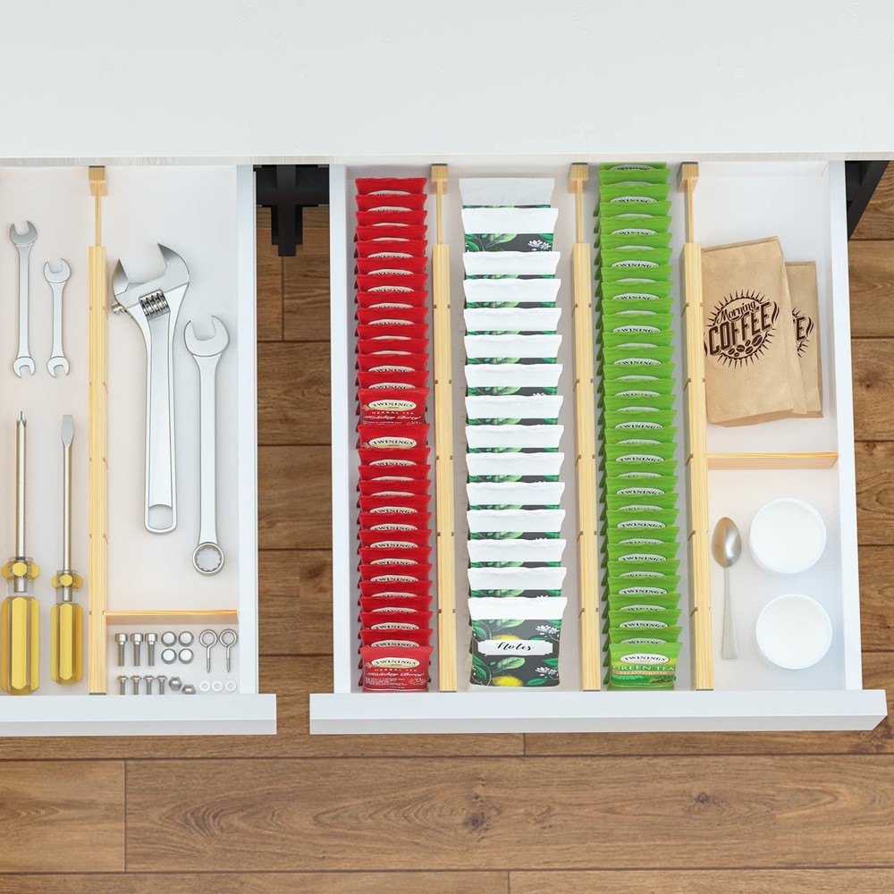 Bamboo Drawer Dividers Inserts, 3 Sizes, 9 Pack