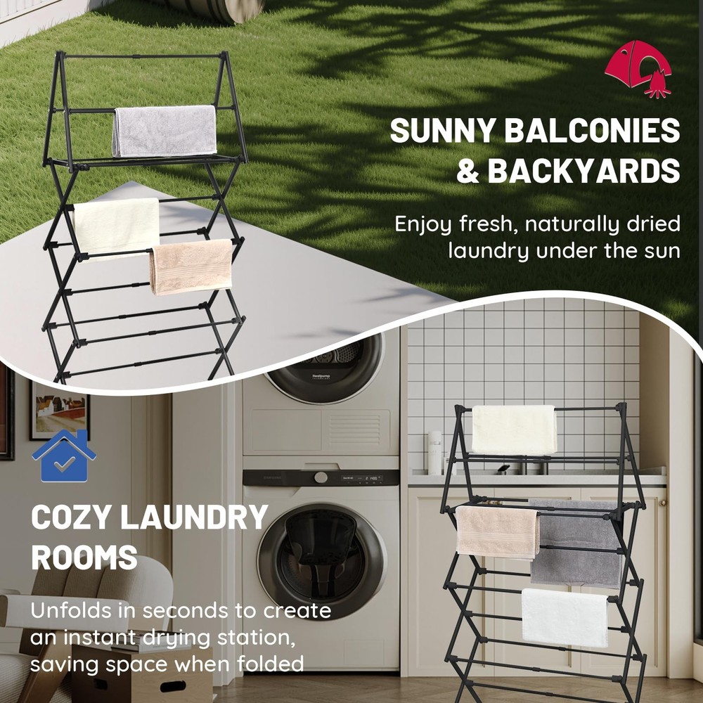 4 Tier Clothes Drying Rack Foldable | Foldable Clothing Drying Rack | Laundry...